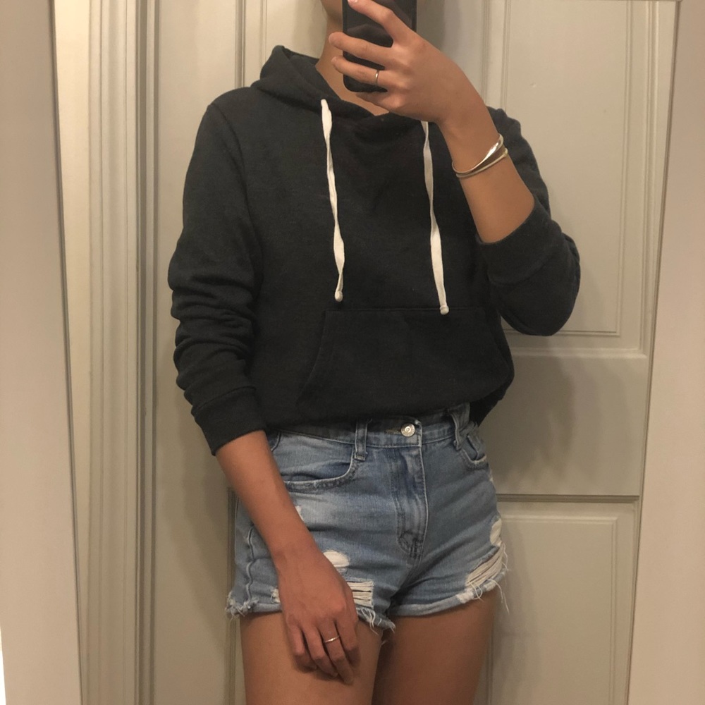 Comfy Grey Cropped Hoodie (Small)
